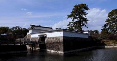 The gate of Odawara castle in Kanagawa sunny day wide shot video