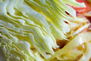 Close up to texture of inside a Cabbage photo