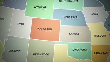 Digital animation of US map zooming in to Colorado state video