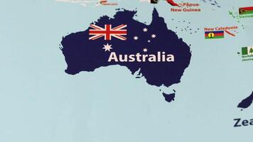 Australie contour pays drapeau sur monde carte 1 video