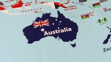 Australia contorno país bandera en mundo mapa 2 video