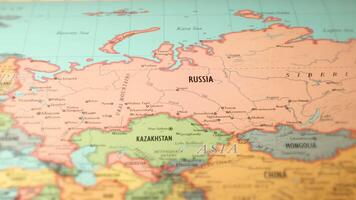 Russia outline nation country on world map video