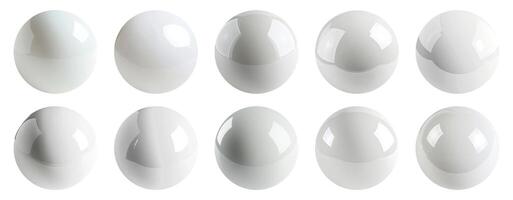 AI generated Set of gleaming white spherical object on a transparent background photo