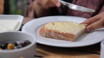 close up of butter spread on a bread video