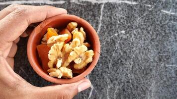 walnut on a plate on table video