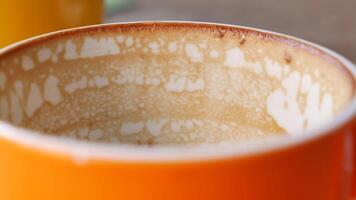 top view of empty coffee cup on table , video