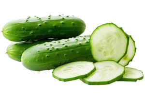 AI generated Pile of mature cucumbers on a transparent background photo