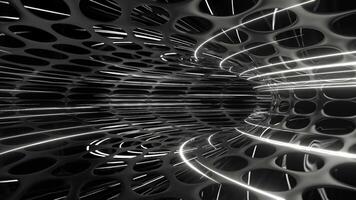 White Sci-Fi Neon Ring Movement Background VJ Loop video