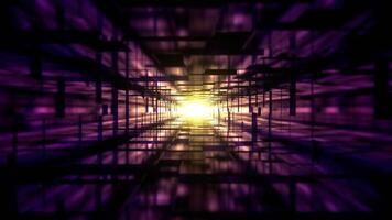 Purple amd Yellow Abstract Mirrored Cubes Tunnel Background VJ Loop video