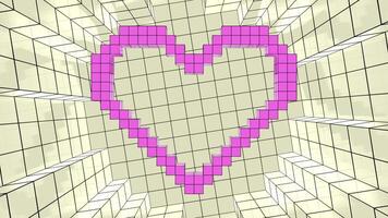 Pink and Biege Pixel Heart Background VJ Loop video