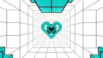 Multicolor on White Pixel Heart Tunnel Background VJ Loop video