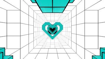 Multicolor on White Pixel Heart Tunnel Background VJ Loop video