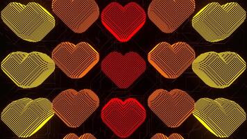 Red and Orange and Yellow Pixel Hearts Movement Background VJ Loop video