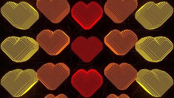 Red and Orange and Yellow Pixel Hearts Movement Background VJ Loop video