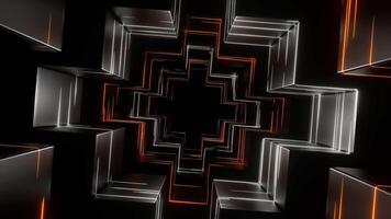 Orange and White Futuristic Dark Neon Tunnel Background VJ Loop video