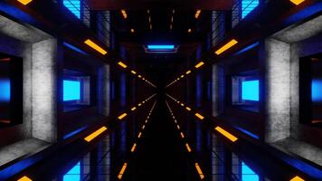 Orange and Blue Dark Spaceship Corridor Background VJ Loop video