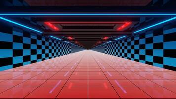 Red and Blue and Black Futuristic Hallway Background VJ Loop video