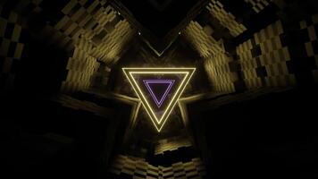 Purple and Yellow Triangle Neon Tunnel Background VJ Loop video