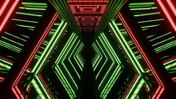Green and Red Neon Futuristic Mirror Corridor Background VJ Loop video