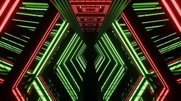 Green and Red Neon Futuristic Mirror Corridor Background VJ Loop video