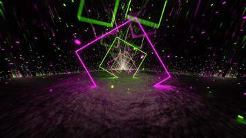 Lime and Pink Neon Glowing Mirrored Cave Background VJ Loop video