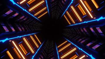 Orange and Blue Neon Glow Mirrored Squares Tunnel Background VJ Loop video