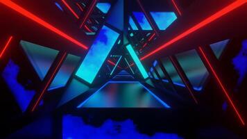 azul y rojo brillante pantalla triangular tunel antecedentes vj lazo video