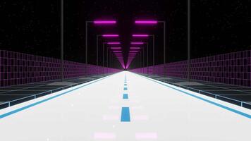 White and Blue and Pink Neon Glow Futuristic Highway Background VJ Loop video