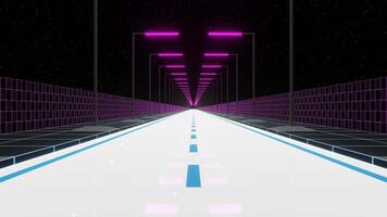 White and Blue and Pink Neon Glow Futuristic Highway Background VJ Loop video