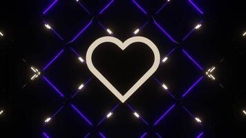 Purple and Light Yellow Neon Glowing Abstract Heart Background VJ Loop video