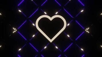 Purple and Light Yellow Neon Glowing Abstract Heart Background VJ Loop video