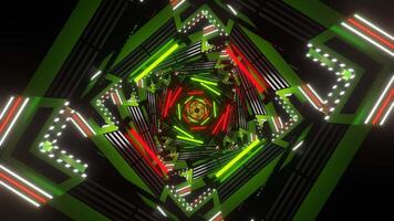 Green and Red and White Sci-Fi Neon Glow Square Spiral Background VJ Loop video