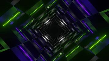 lila und Limette Neon- glühen Schach Art Tunnel Hintergrund vj Schleife video