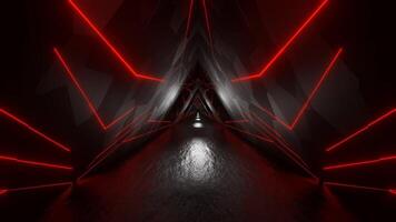 Gray and Red Triangular Neon Glow Tunnel Background VJ Loop video