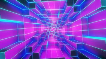 Pink and Cyan Neon Glowing Sci-Fi Spiraled Room Background VJ Loop video