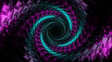 Pink and Cyan Spiral Cubic Tunnel Background VJ Loop video