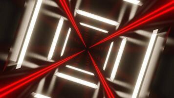 White and Red Neon Glowing Glossed Square Tunnel Background VJ Loop video