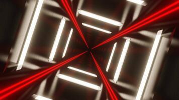 White and Red Neon Glowing Glossed Square Tunnel Background VJ Loop video