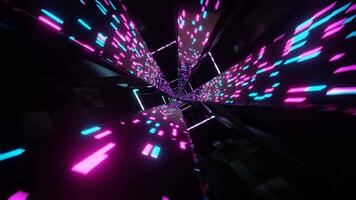 Cyan and Pink Sci-Fi Neon Glow Cyber Tunnel Background VJ Loop video