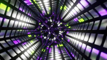 Silver with Purple and Lime Sci-Fi Neon Glow Hexagonal Tunnel video