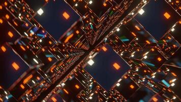 Yellow and Orange on Blue Cubic Dimension Background VJ Loop video