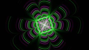 Pink and Green Neon Glow Clover Tunnel Background VJ Loop video