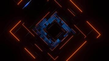 Blue and Orange Abstract Squares Dimension Background VJ Loop video