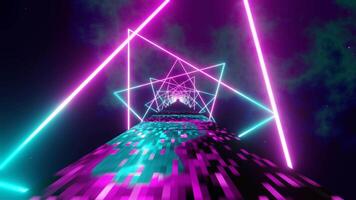 Pink and Cyan Space Bridge Background Loop Animation video