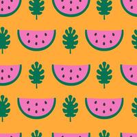 Tropical summer seamless pattern with watermelon vector