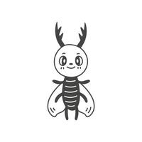 Cute stag beetle doodle illustration vector