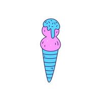 Melting Ice Cream cone doodle vector illustration