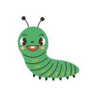 Green caterpillar character vector illustration