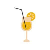 Cocktail in glass with straw and fruit slice vector illustration