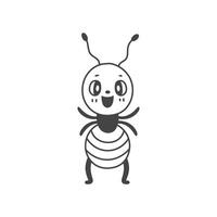 Cute ant character doodle illustration vector